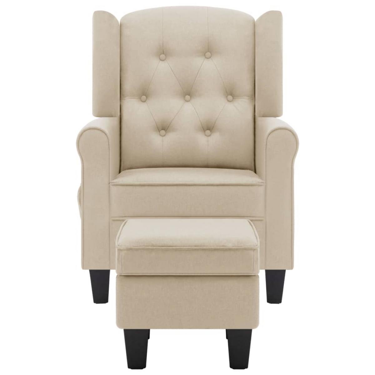 Sillón de masaje con reposapiés tela crema