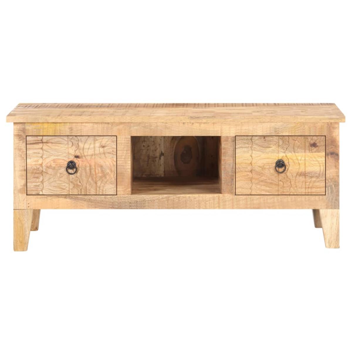 Mesita de centro madera de mango rugosa 100x55x40 cm