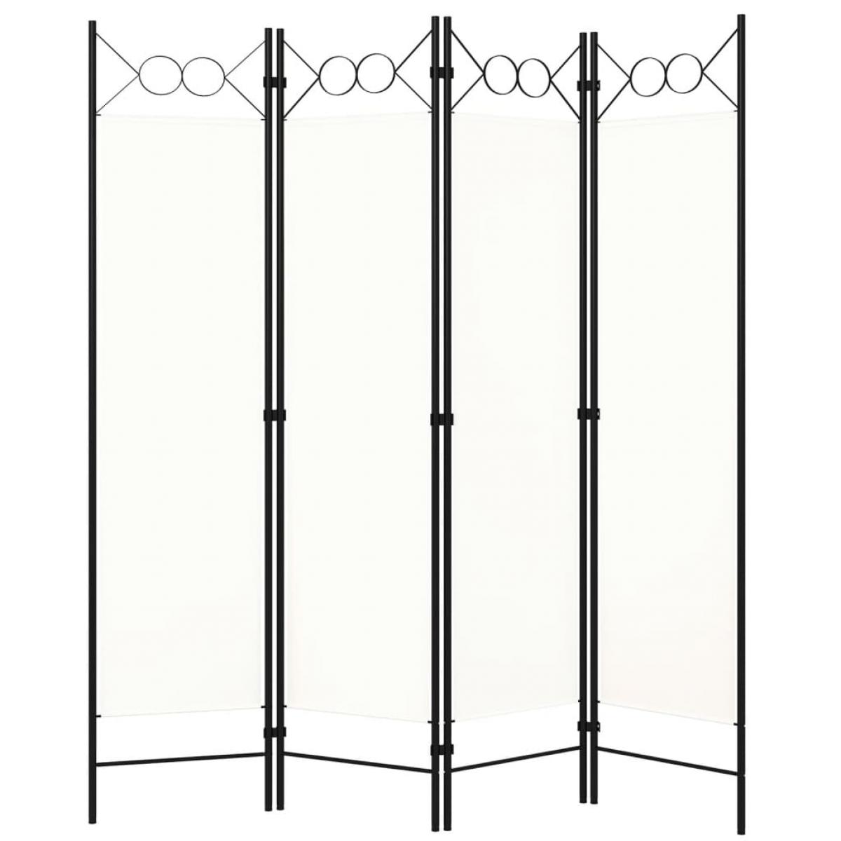 Biombo divisor de 4 paneles blanco crema 160x180 cm