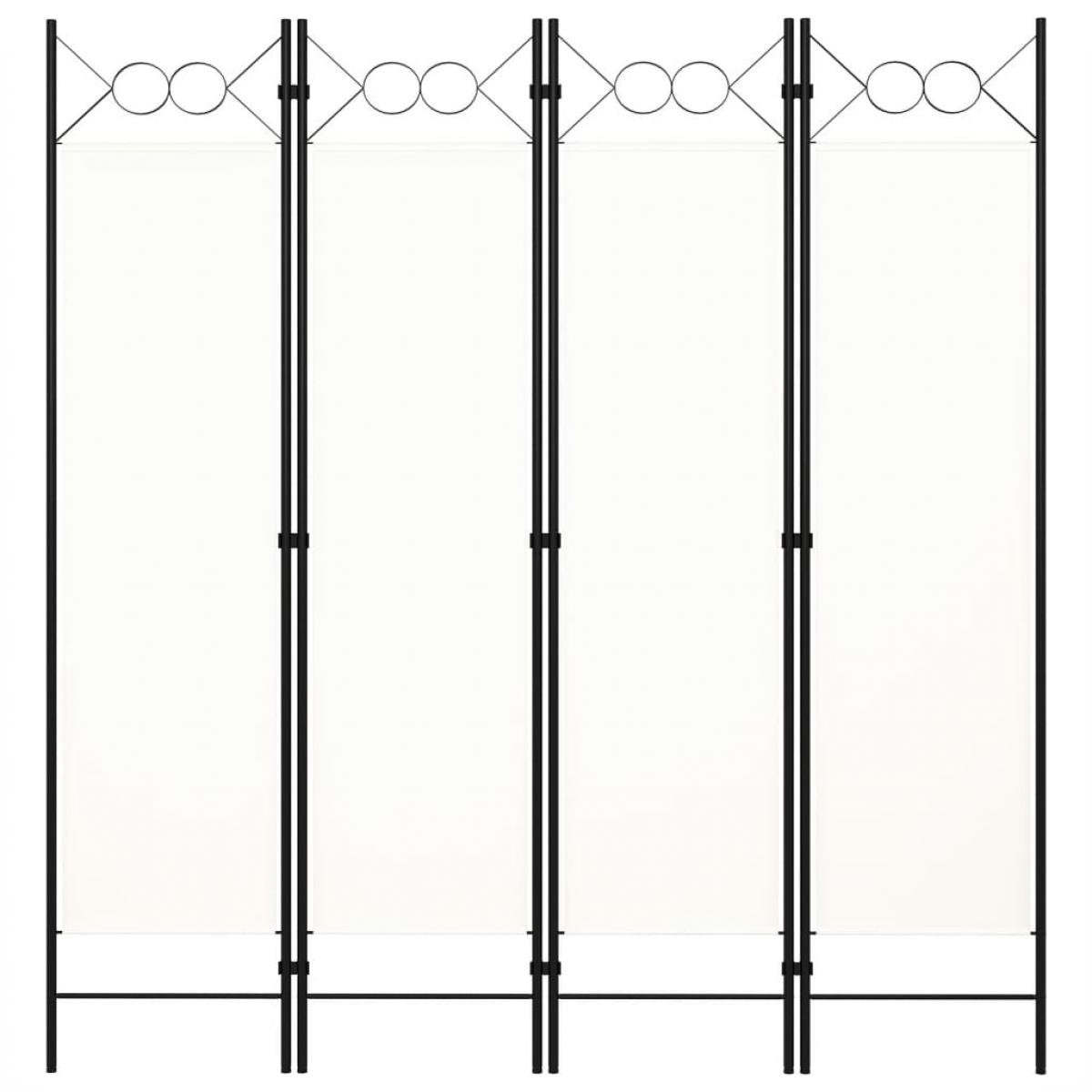 Biombo divisor de 4 paneles blanco crema 160x180 cm