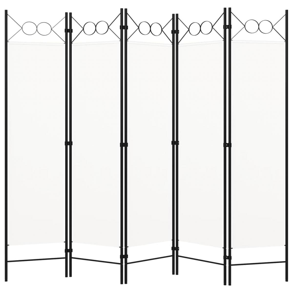 Biombo divisor de 5 paneles blanco crema 200x180 cm