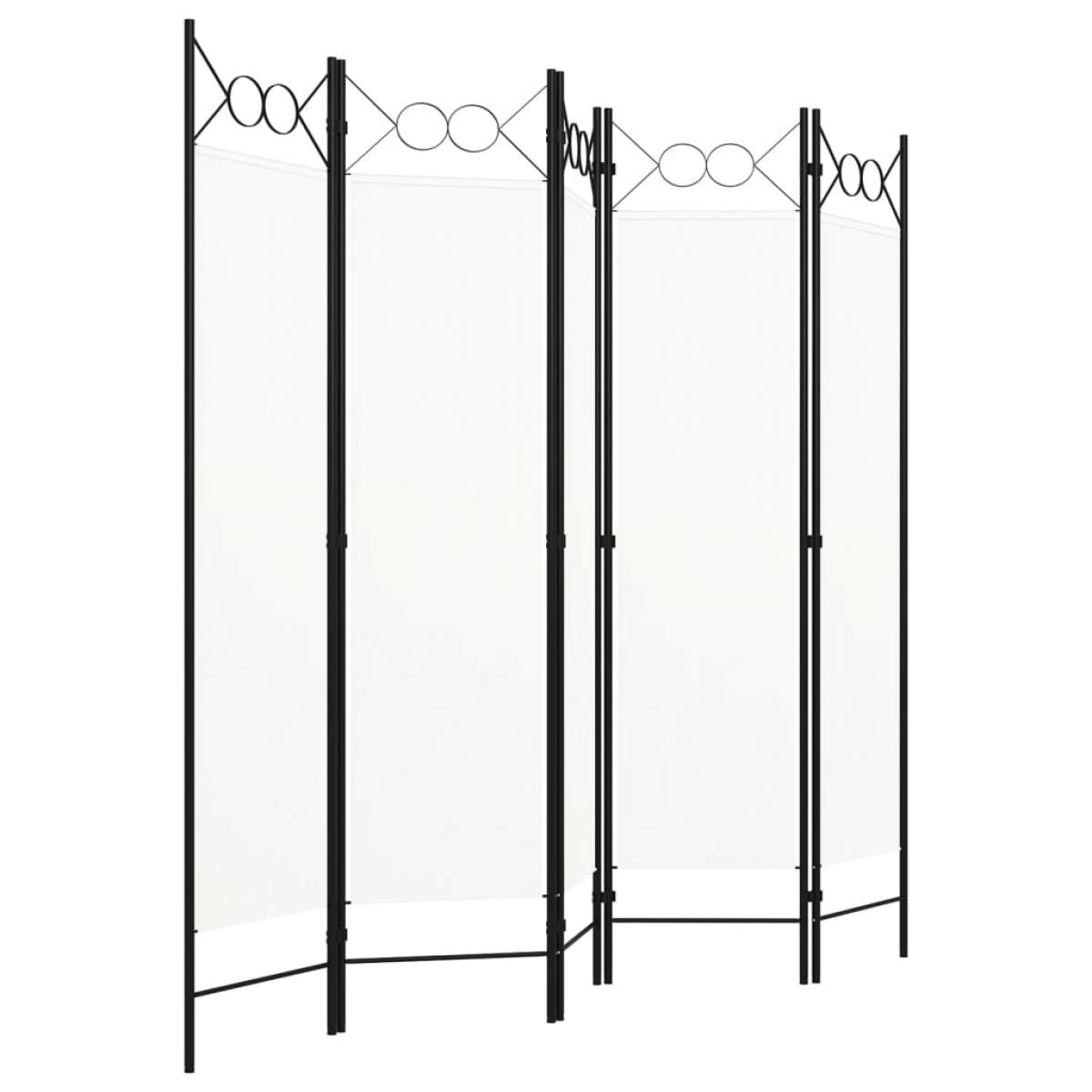 Biombo divisor de 5 paneles blanco crema 200x180 cm