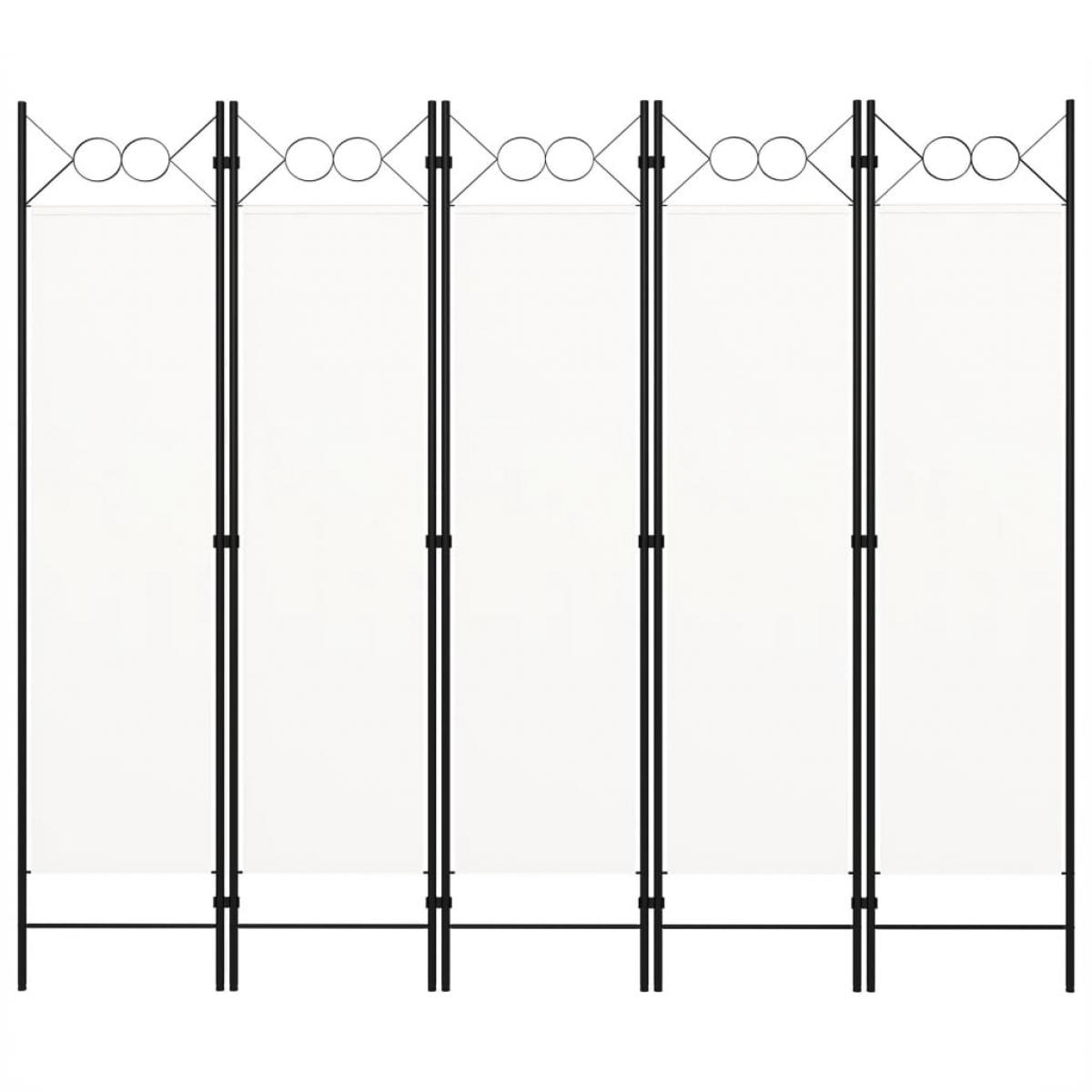 Biombo divisor de 5 paneles blanco crema 200x180 cm