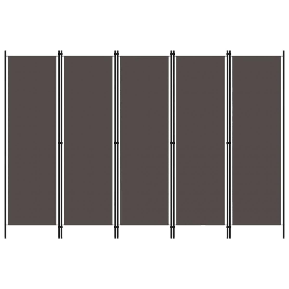 Biombo divisor de 5 paneles gris antracita 250x180 cm