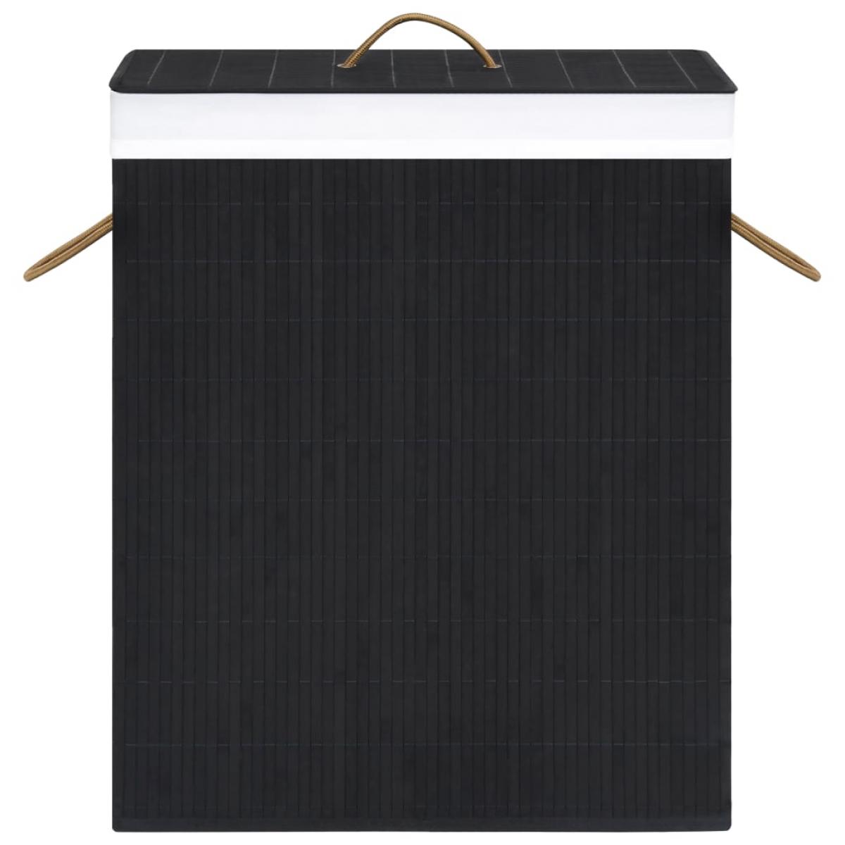 Cesta para la ropa sucia de bambú de una sección negra 83 l