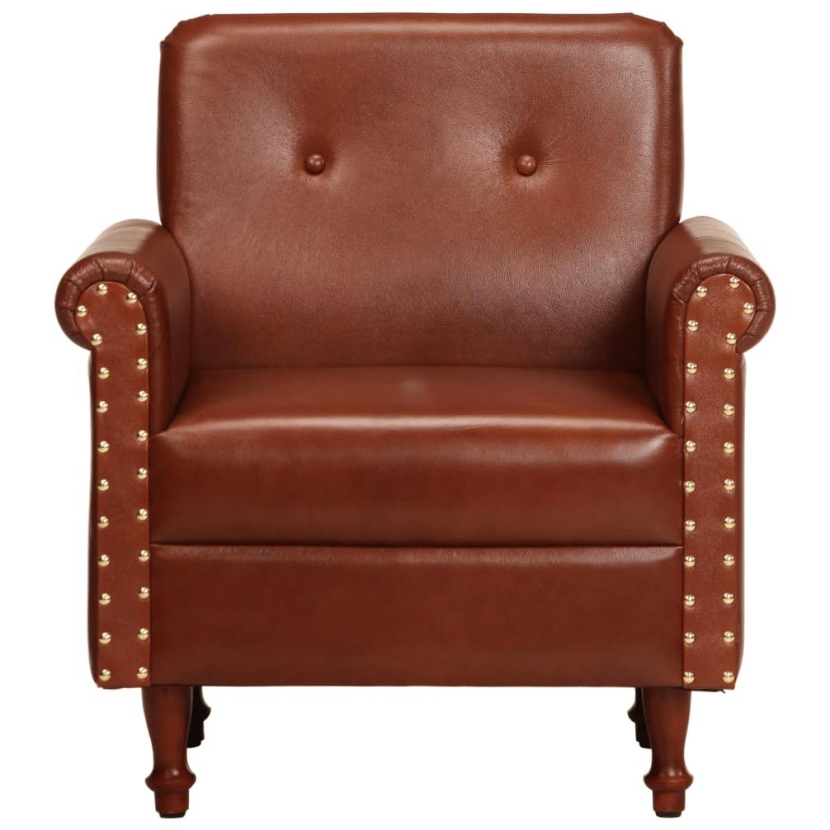 Sillón butaca de cuero auténtico marrón