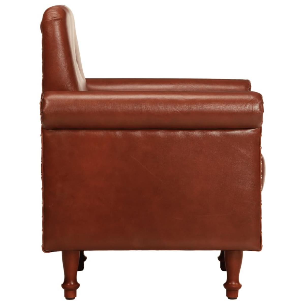 Sillón butaca de cuero auténtico marrón