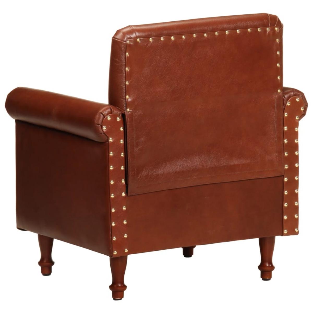 Sillón butaca de cuero auténtico marrón