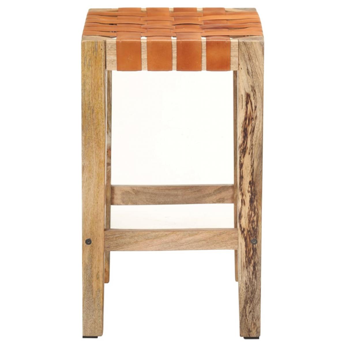 Taburetes de bar 2 piezas cuero auténtico marrón 60 cm