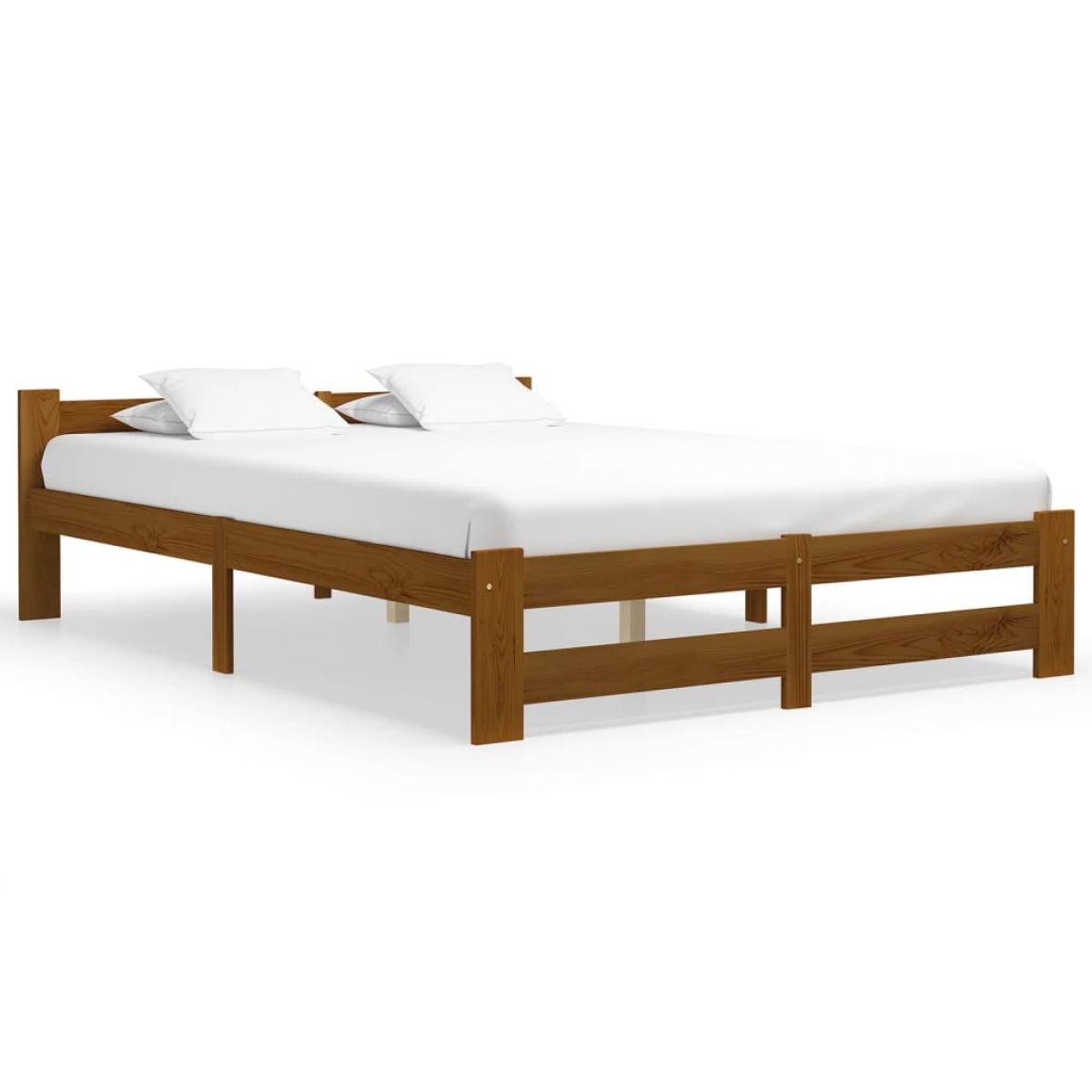Estructura cama sin colchón madera pino marrón miel 120x200 cm