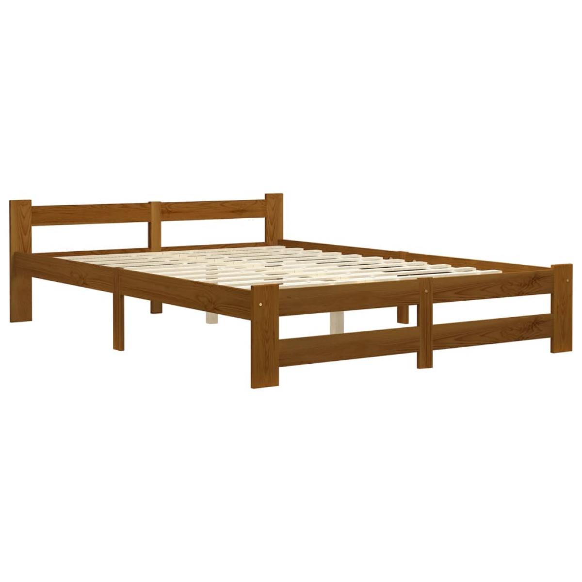 Estructura cama sin colchón madera pino marrón miel 120x200 cm