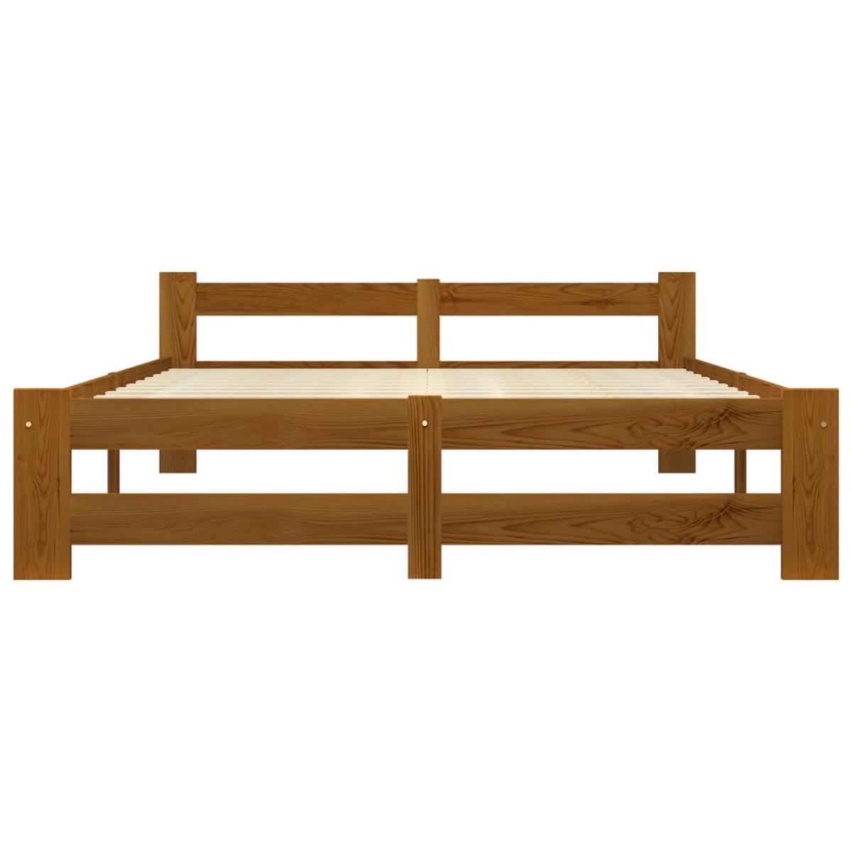 Estructura cama sin colchón madera pino marrón miel 120x200 cm
