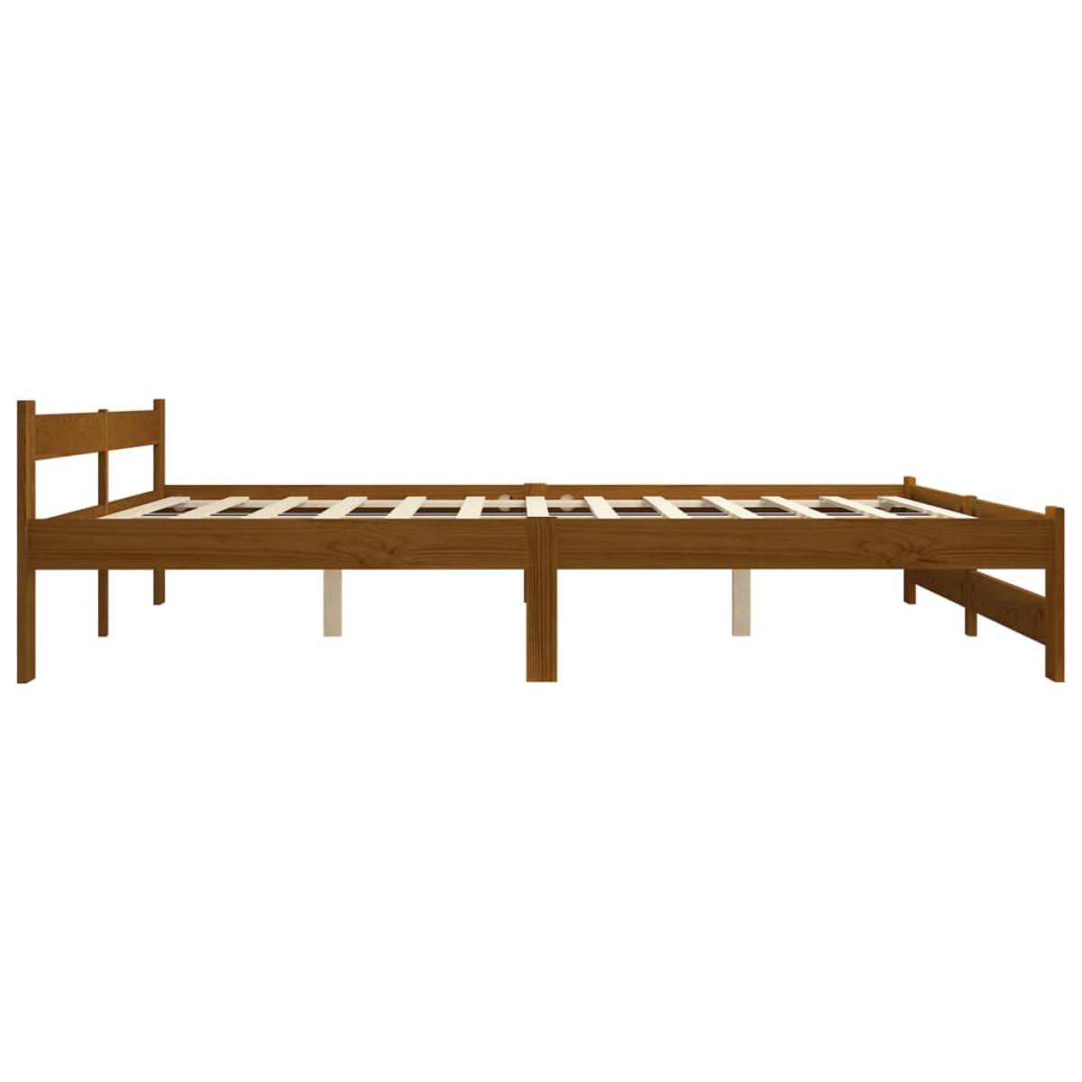 Estructura cama sin colchón madera pino marrón miel 120x200 cm