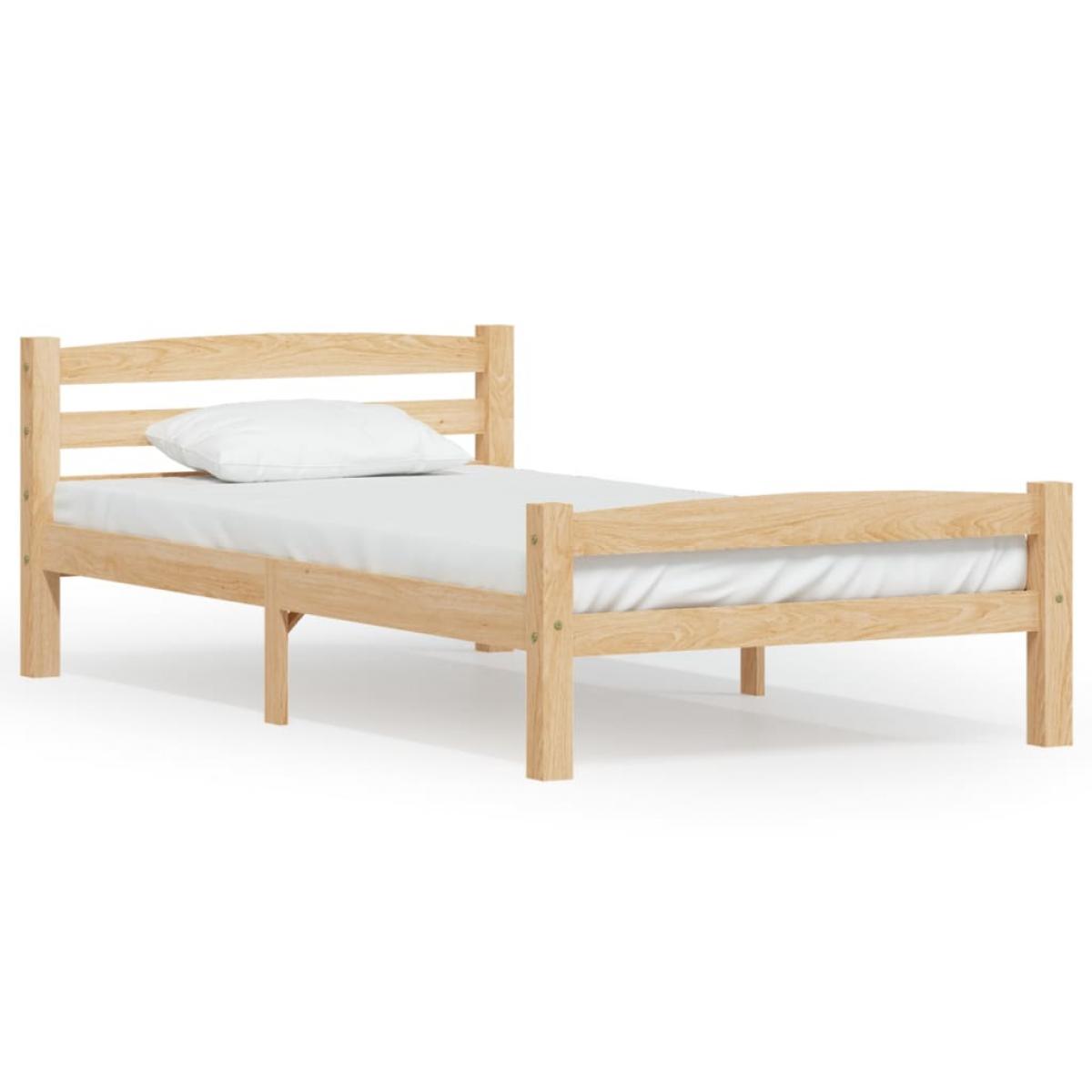 Estructura de cama de madera maciza de pino 90x200 cm