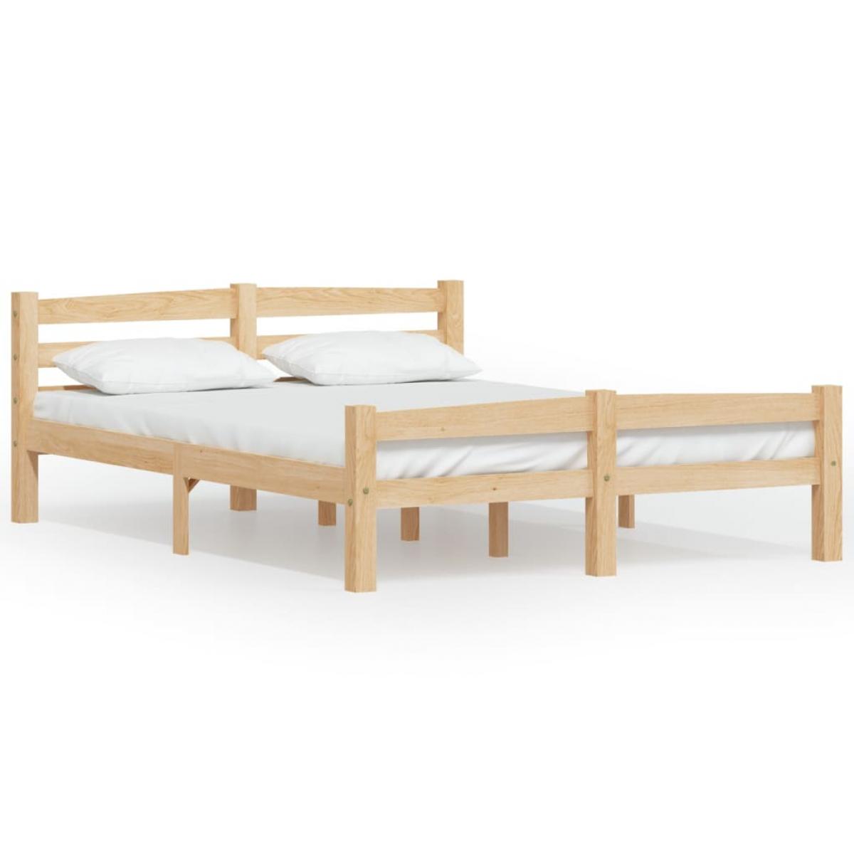 Estructura de cama de madera de pino maciza 140x200 cm 