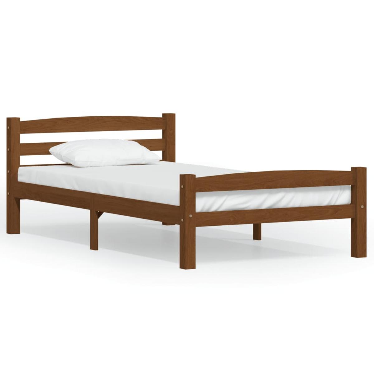 Estructura de cama madera maciza pino marrón miel 90x200 cm