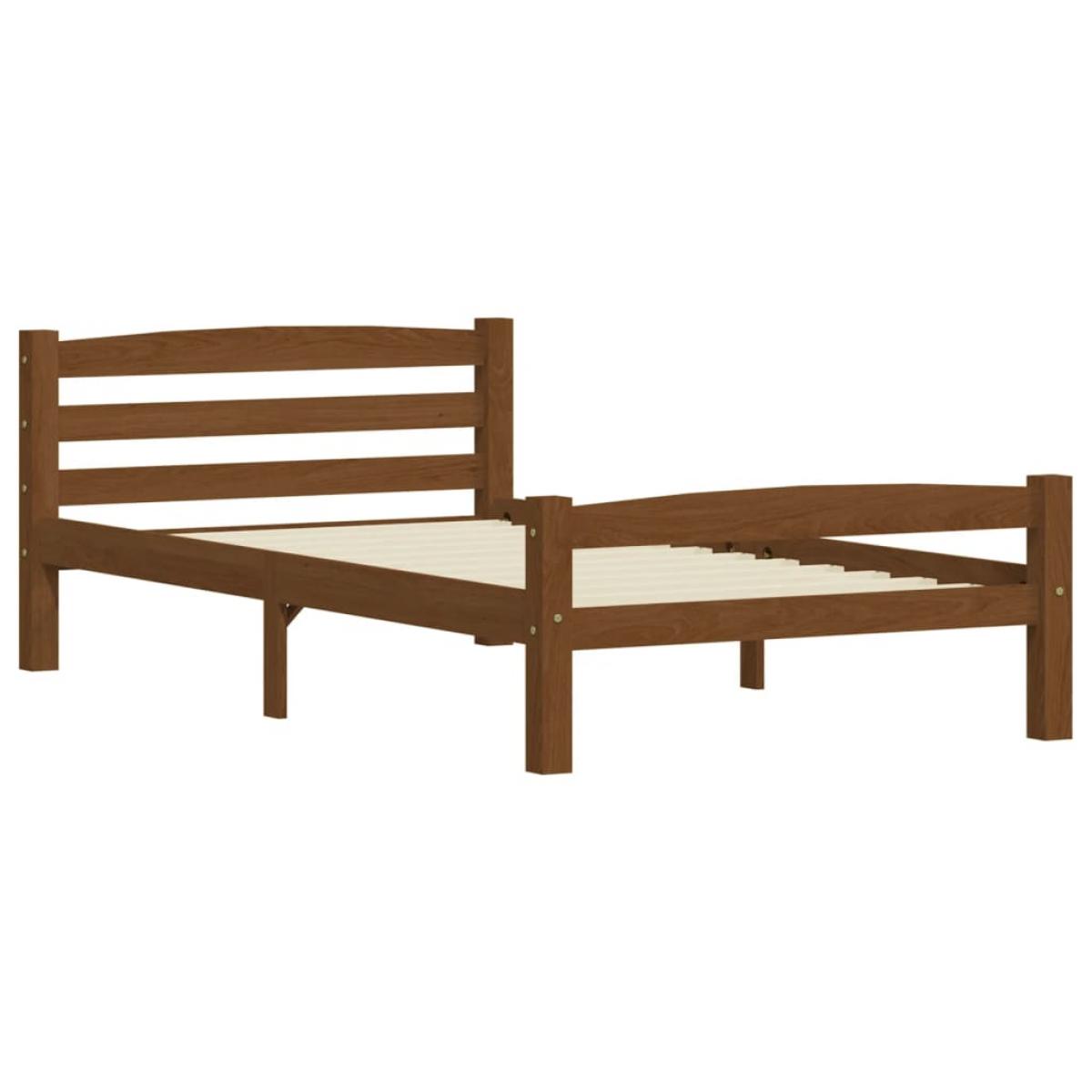 Estructura de cama madera maciza pino marrón miel 90x200 cm