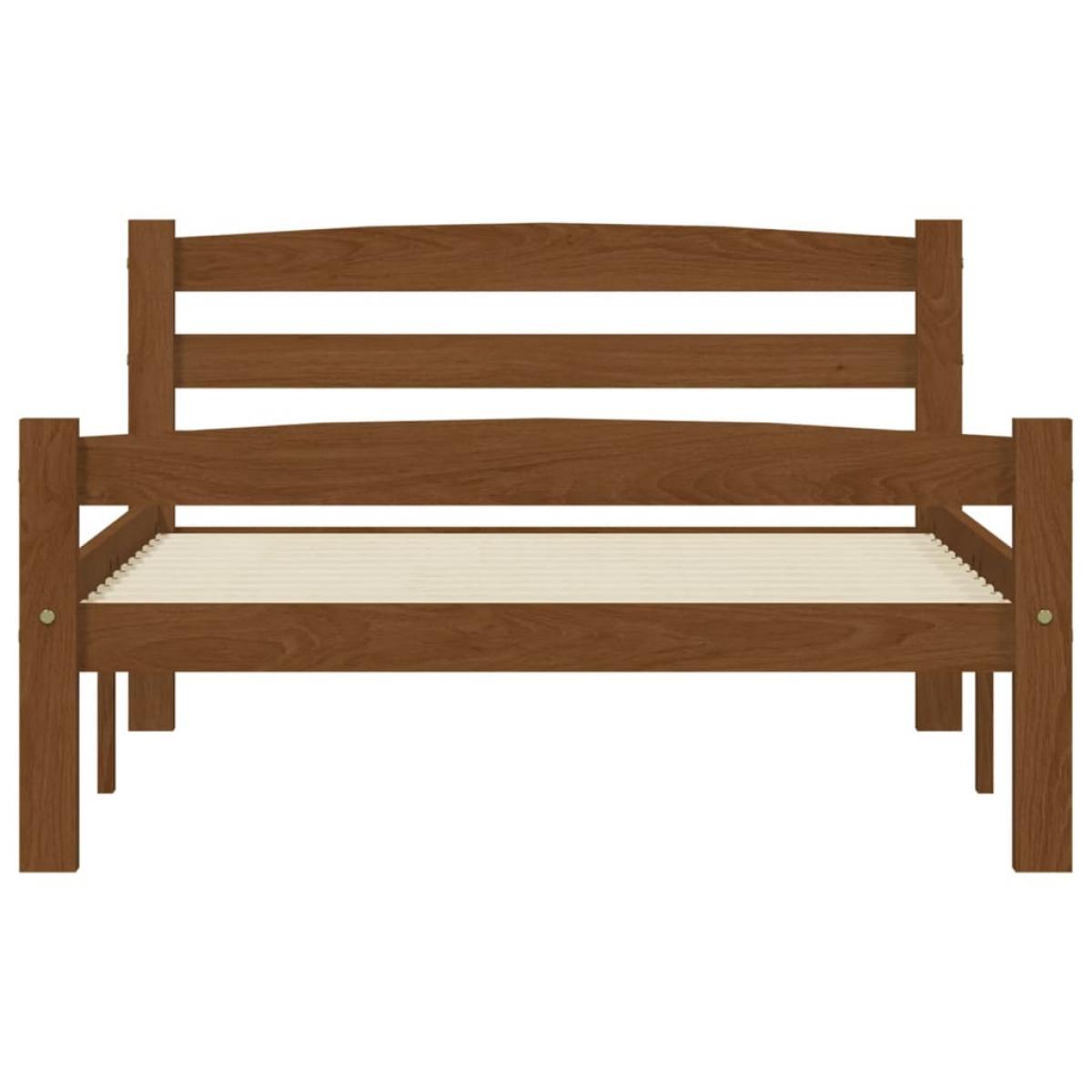 Estructura de cama madera maciza pino marrón miel 90x200 cm