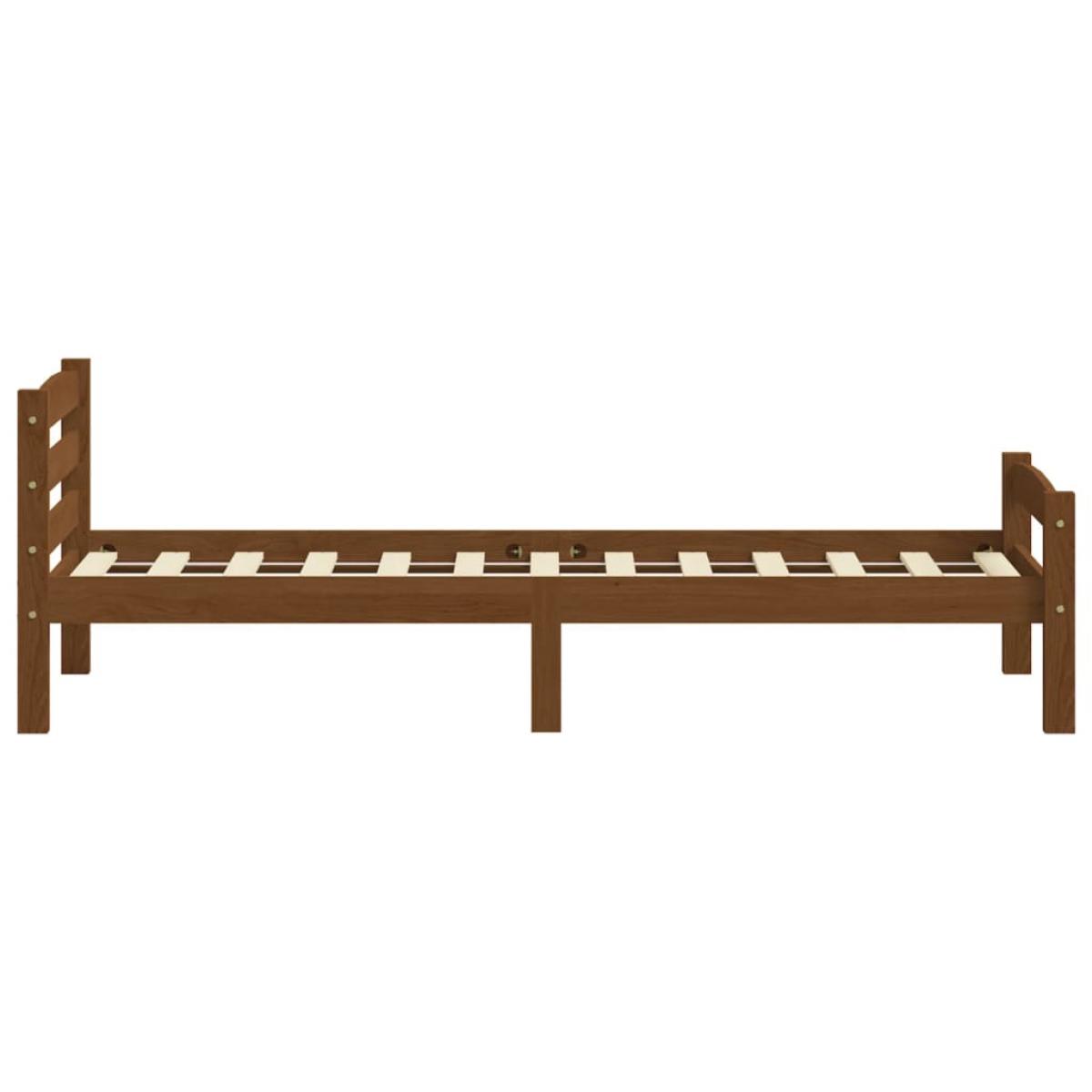 Estructura de cama madera maciza pino marrón miel 90x200 cm