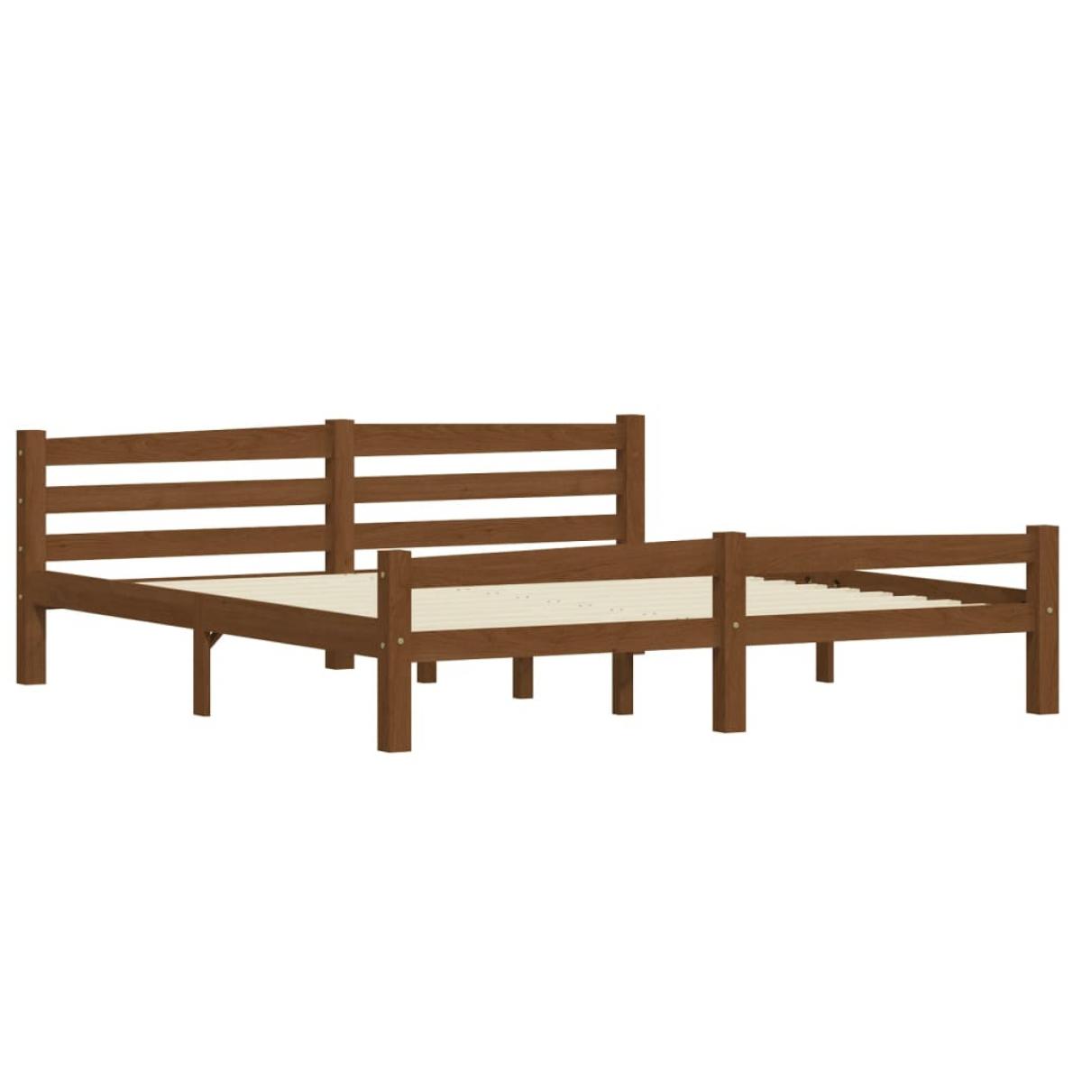 Estructura de cama madera maciza pino marrón miel 180x200 cm