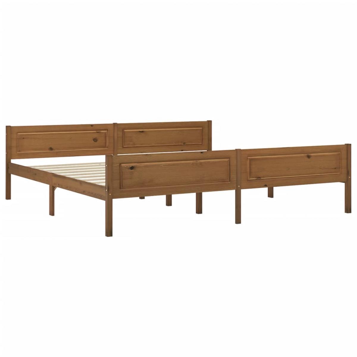 Estructura cama sin colchón madera pino marrón miel 200x200 cm