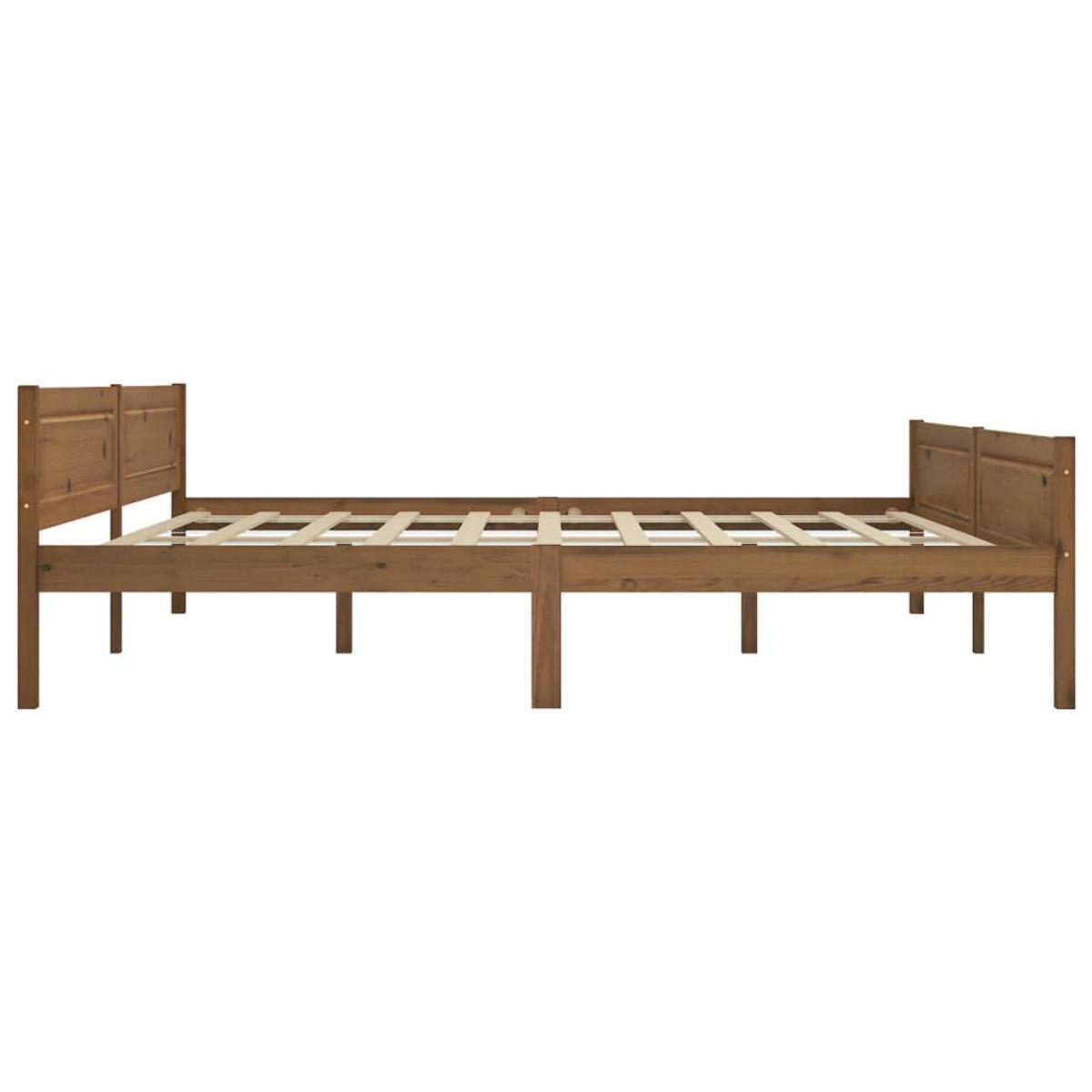 Estructura cama sin colchón madera pino marrón miel 200x200 cm