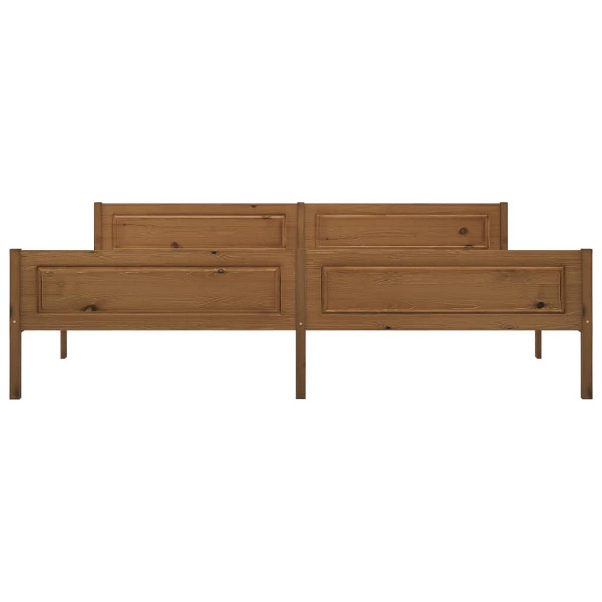 Estructura cama sin colchón madera pino marrón miel 200x200 cm