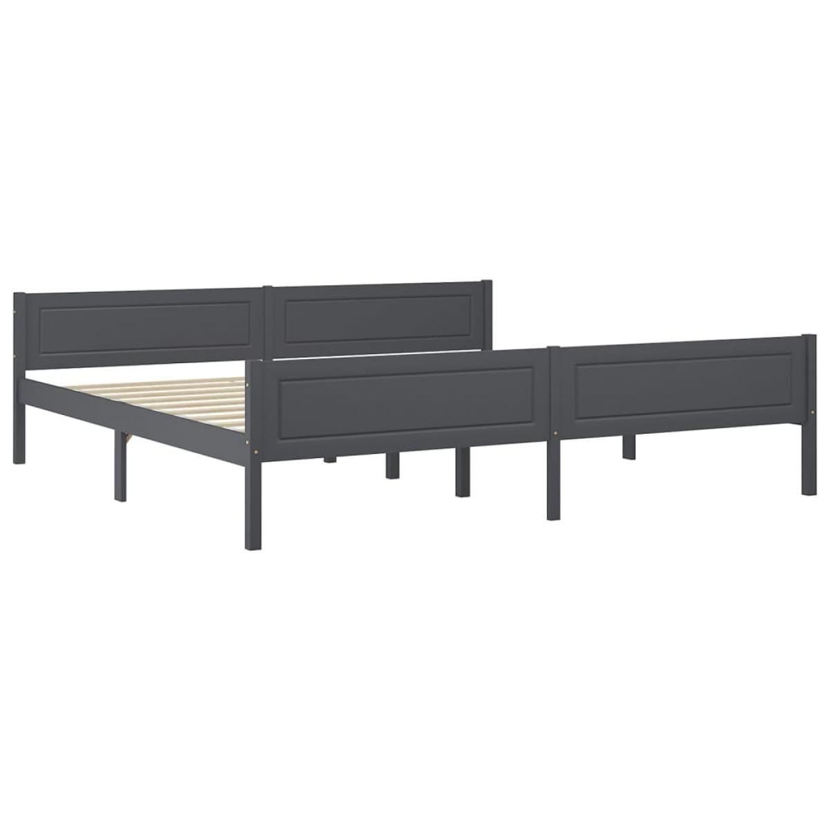 Estructura de cama de madera maciza de pino gris 200x200 cm