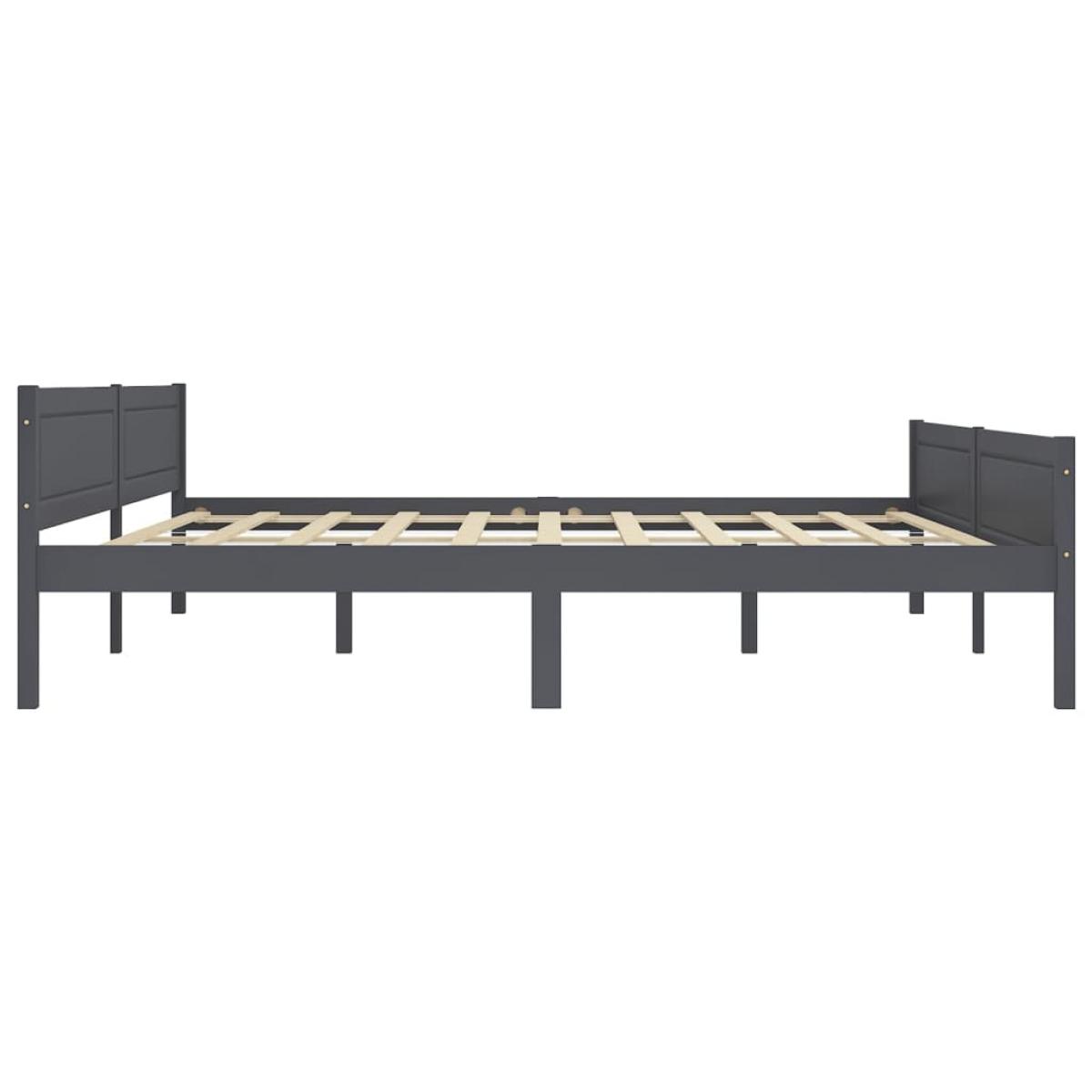 Estructura de cama de madera maciza de pino gris 200x200 cm