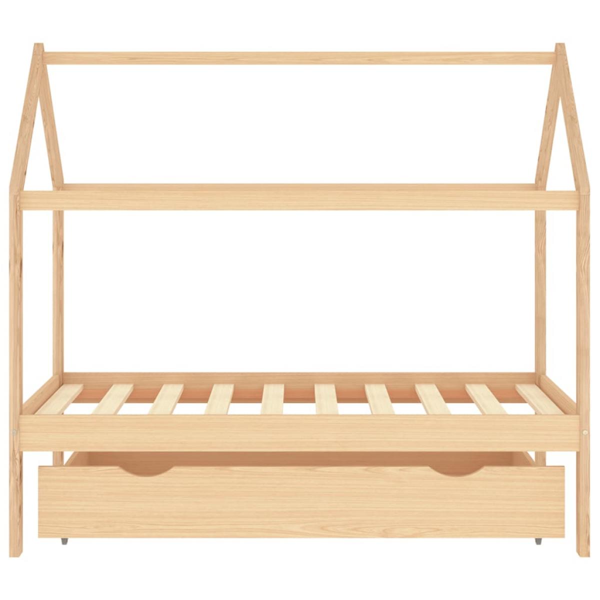 Estructura de cama infantil con cajón madera de pino 80x160 cm