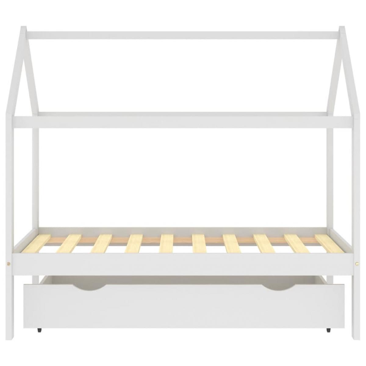 Estructura de cama infantil cajón madera pino blanco 80x160 cm