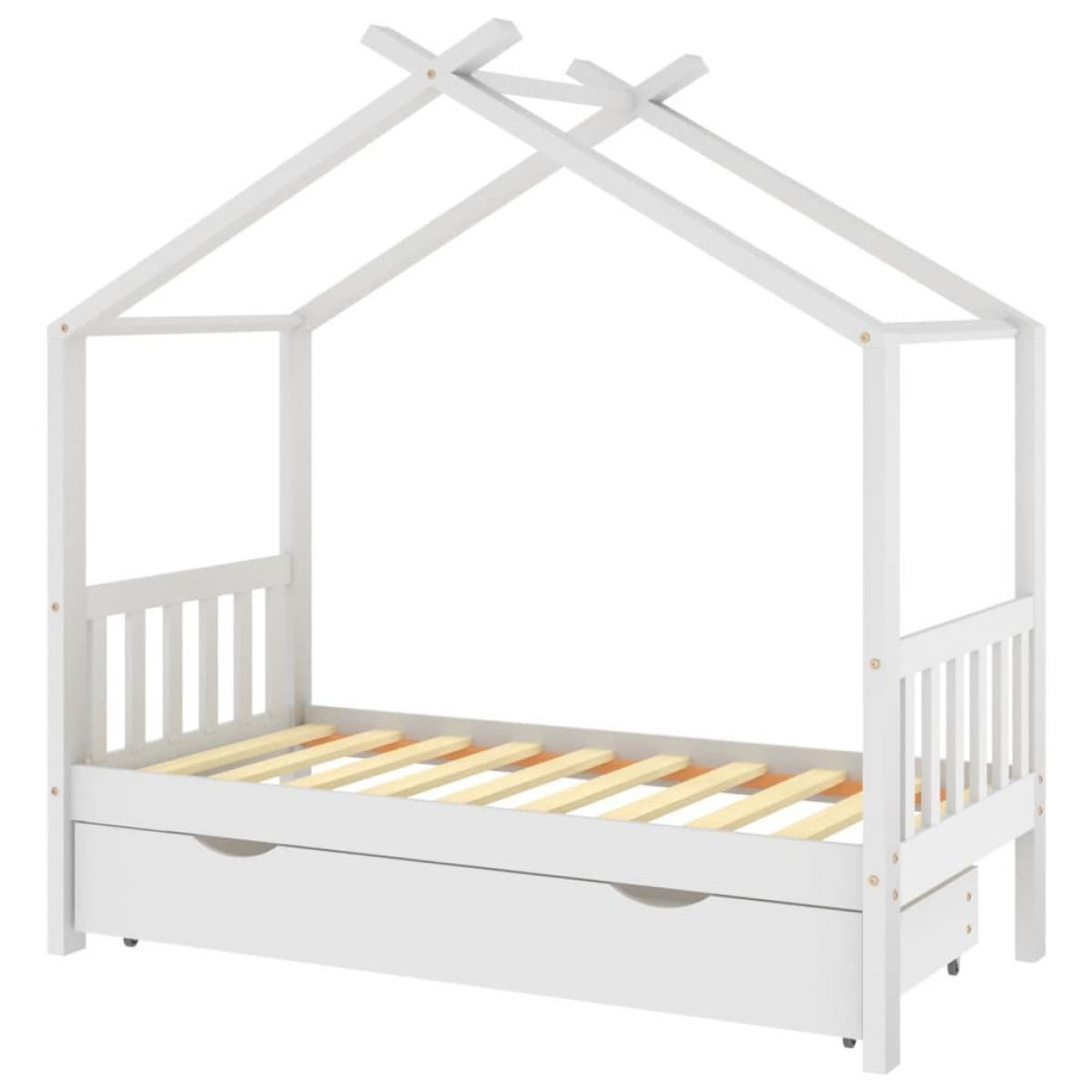 Estructura de cama infantil cajón madera pino blanco 80x160 cm