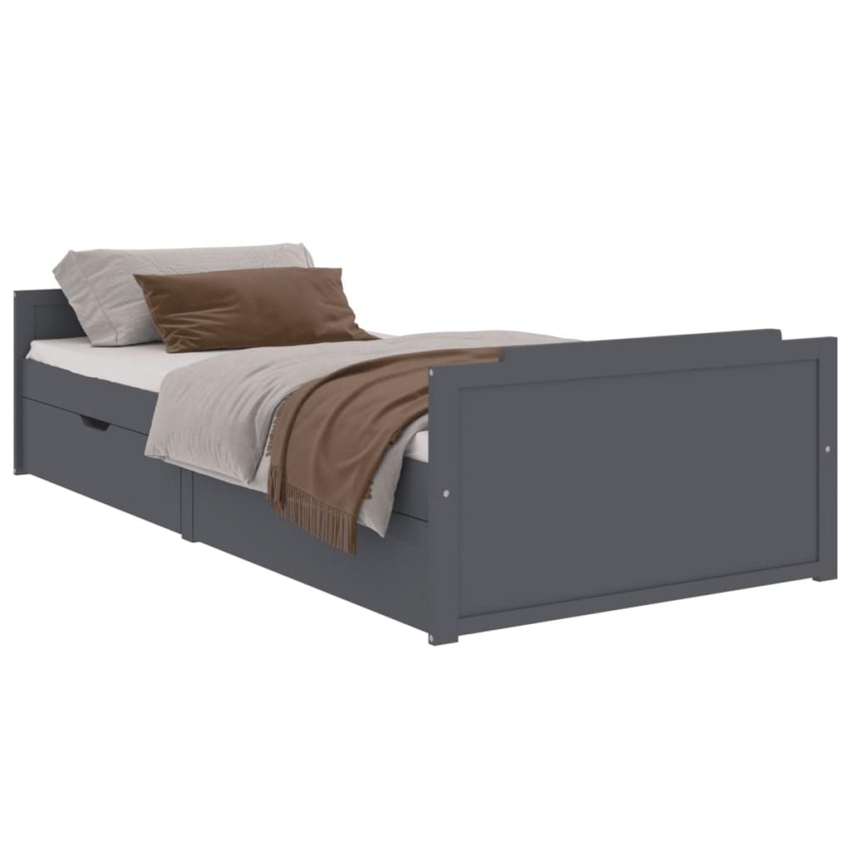 Estructura cama sin colchón madera pino gris oscuro 90x200 cm