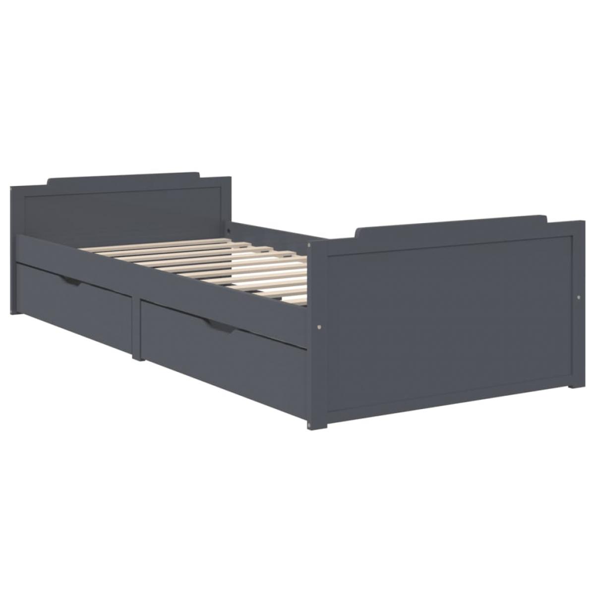 Estructura cama sin colchón madera pino gris oscuro 90x200 cm