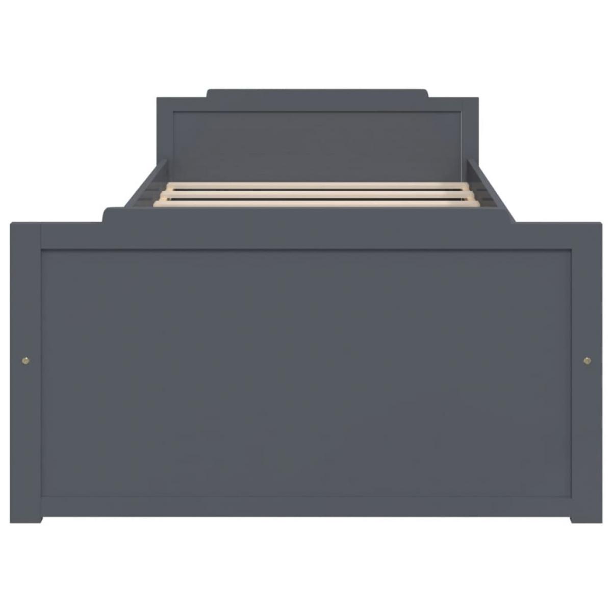 Estructura cama sin colchón madera pino gris oscuro 90x200 cm