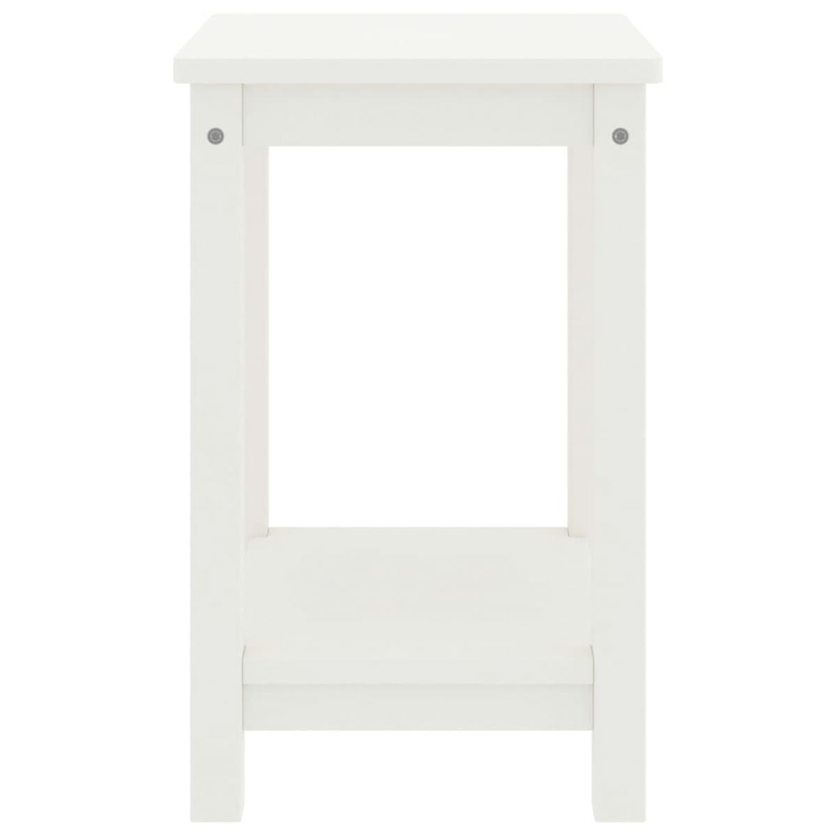 Mesita de noche madera maciza de mango blanco 40x30x50 cm