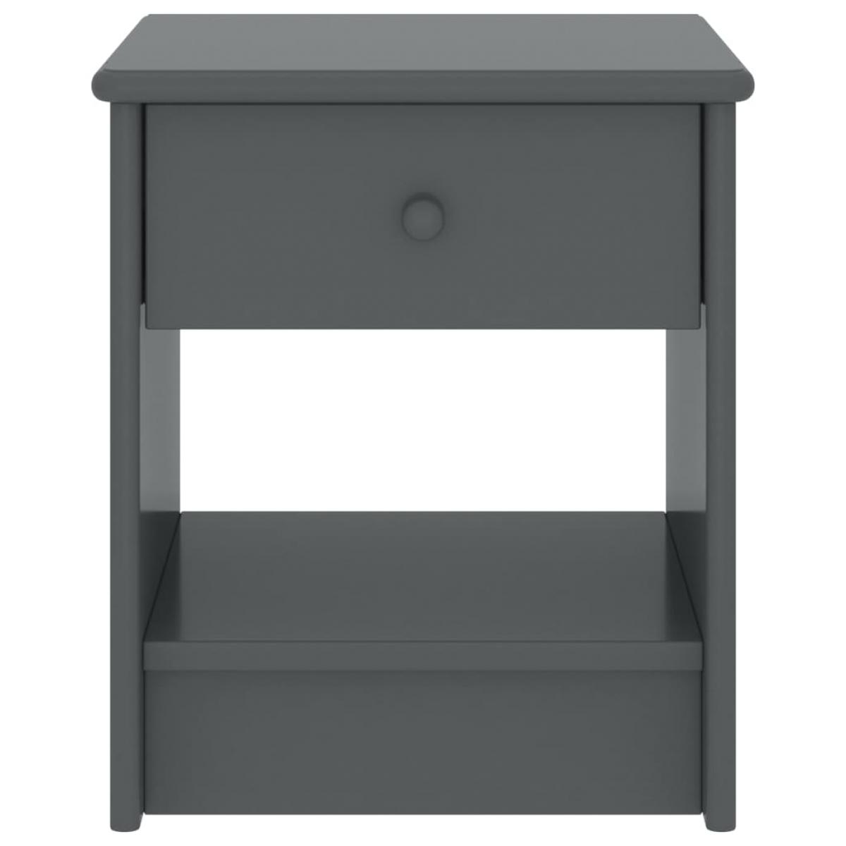 Mesita de noche madera maciza de pino gris oscuro 35x30x40cm