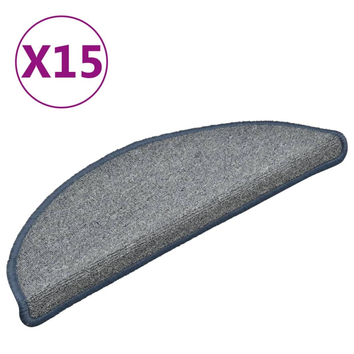 Alfombras de peldaños de escalera 15 uds gris azul 56x17x3 cm