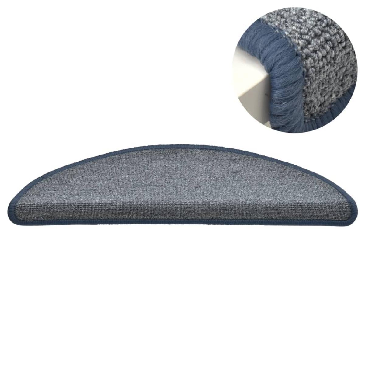 Alfombras de peldaños de escalera 15 uds gris azul 56x17x3 cm