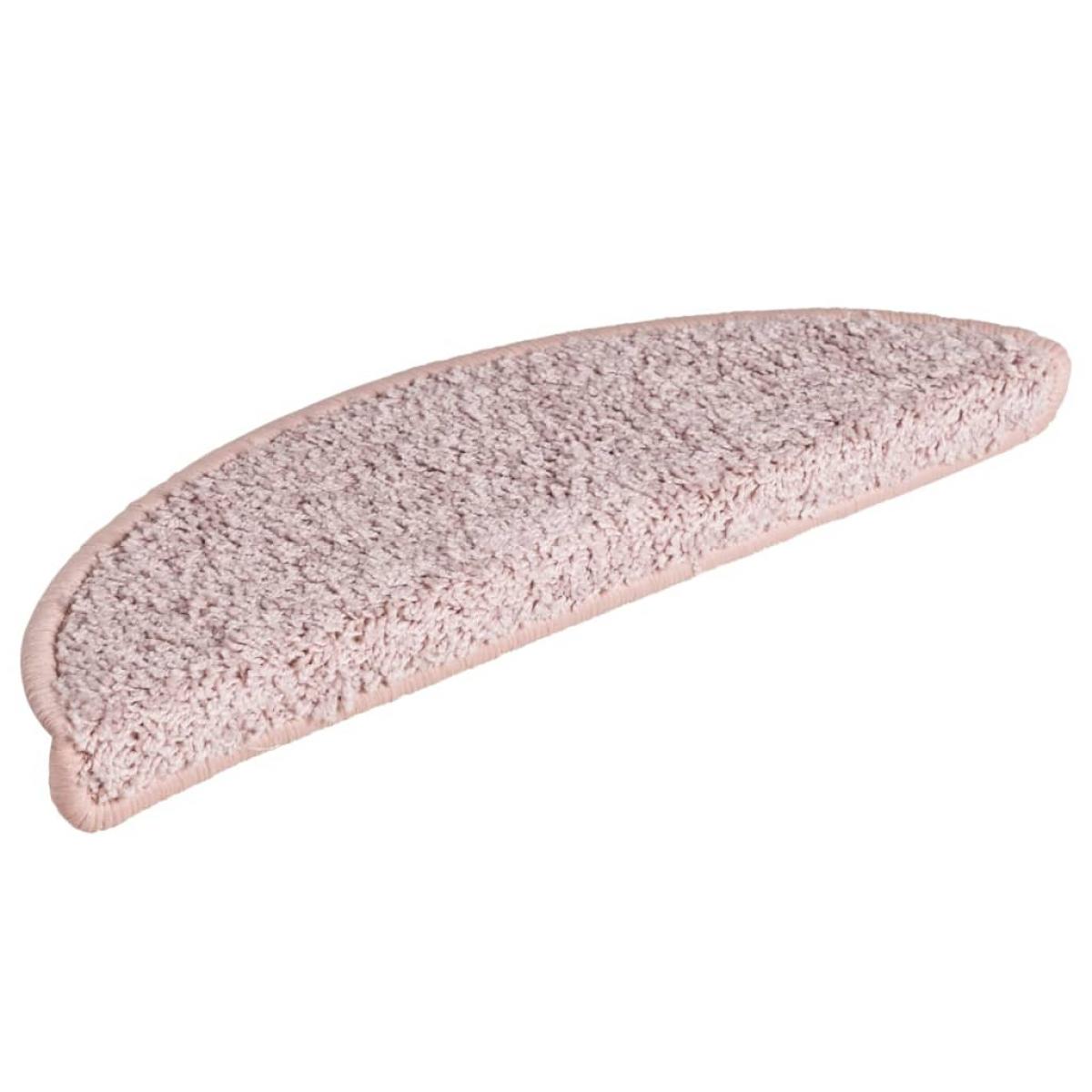 Alfombras de peldaños de escalera 15 uds rosa clara 56x17x3 cm