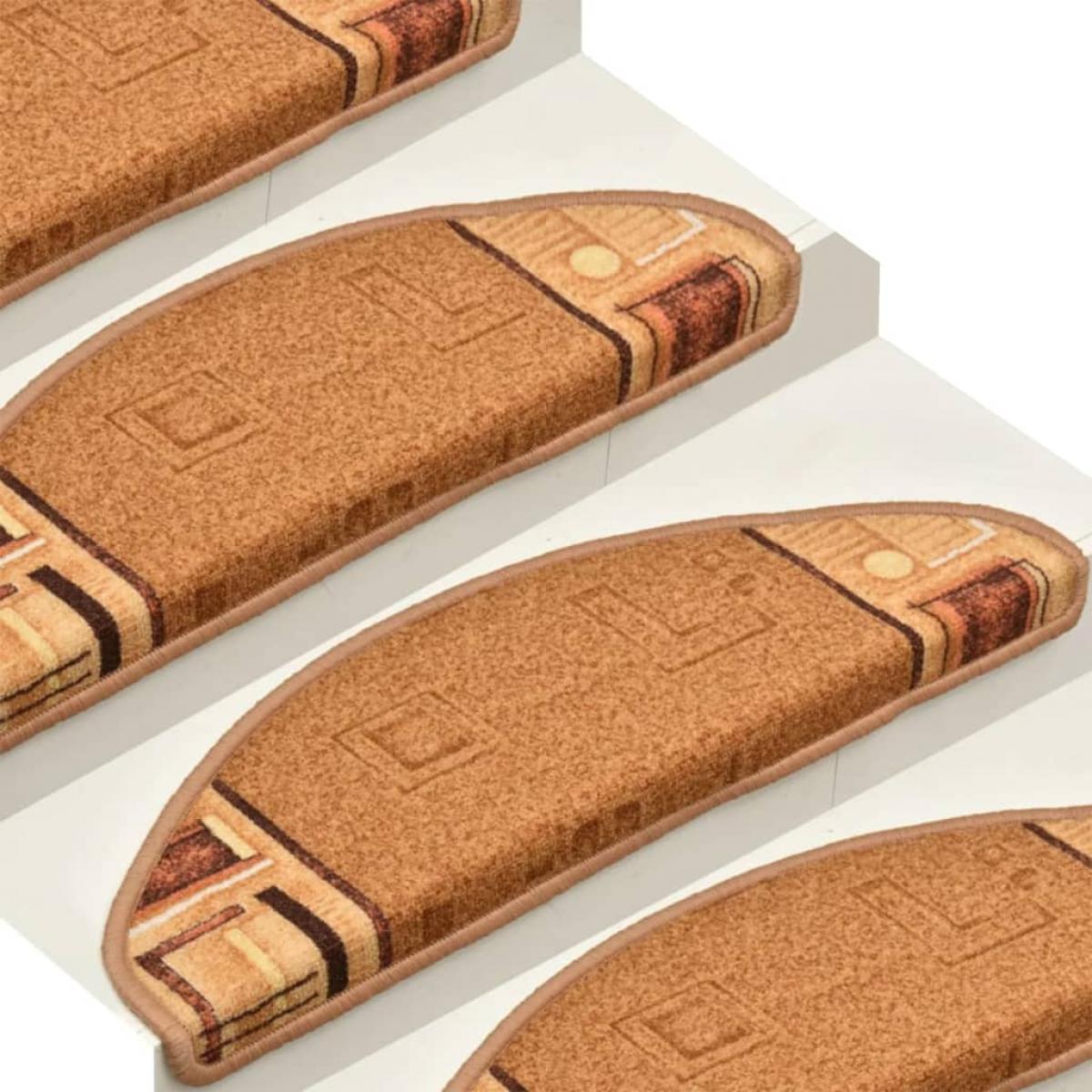 Alfombrilla autoadhesiva de escalera 15 uds beige 65x21x4 cm