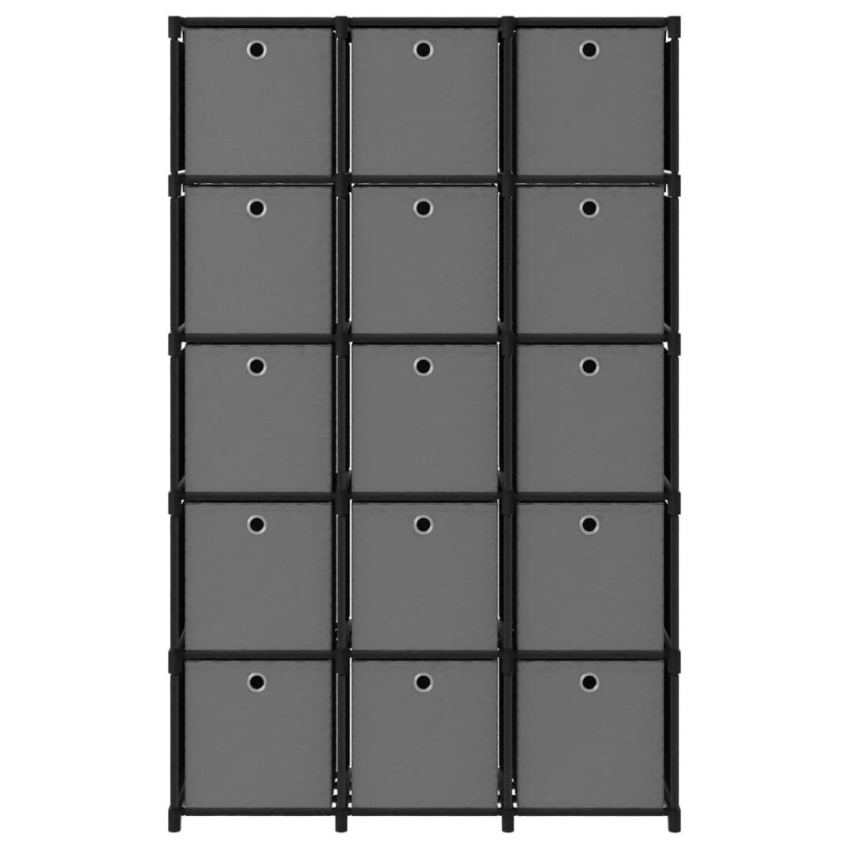 Estantería de 15 cubos con cajas de tela negro 103x30x175,5 cm