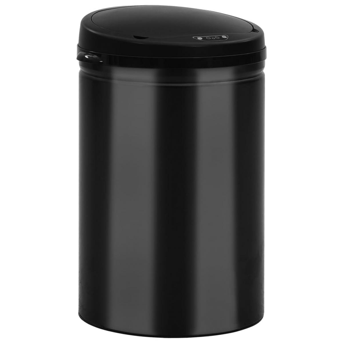 Cubo de basura con sensor automático 30L acero al carbono negro