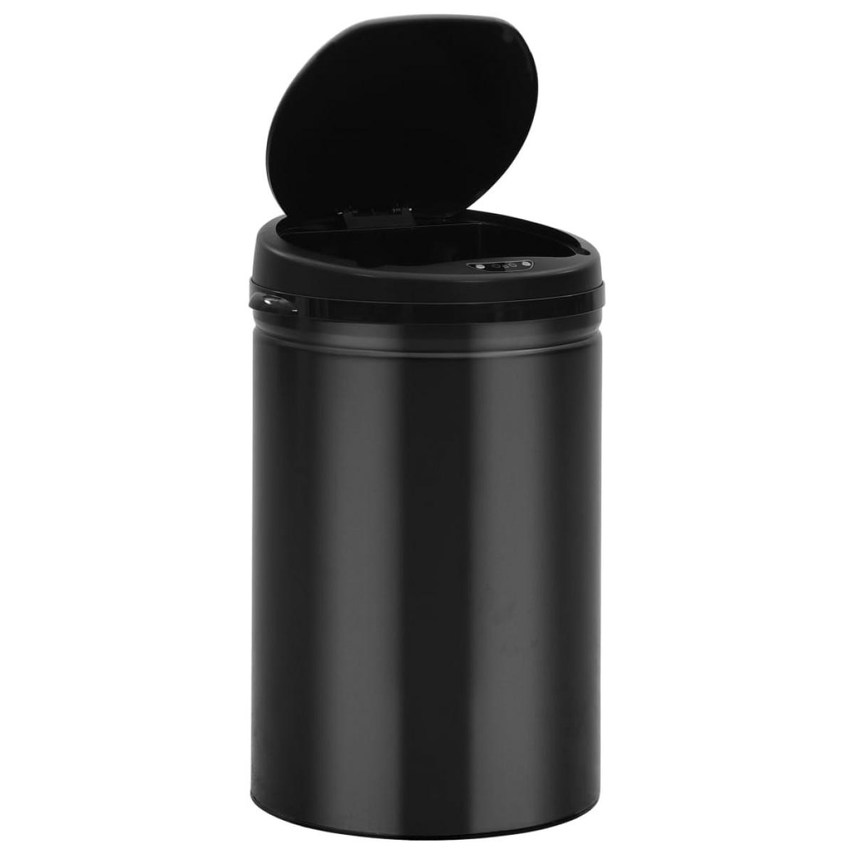 Cubo de basura con sensor automático 30L acero al carbono negro
