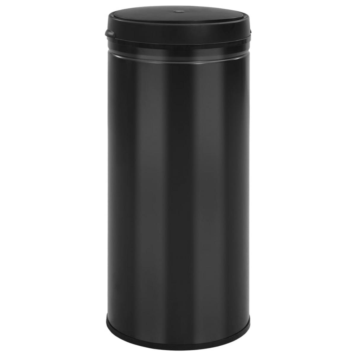 Cubo de basura con sensor automático 80L acero al carbono negro