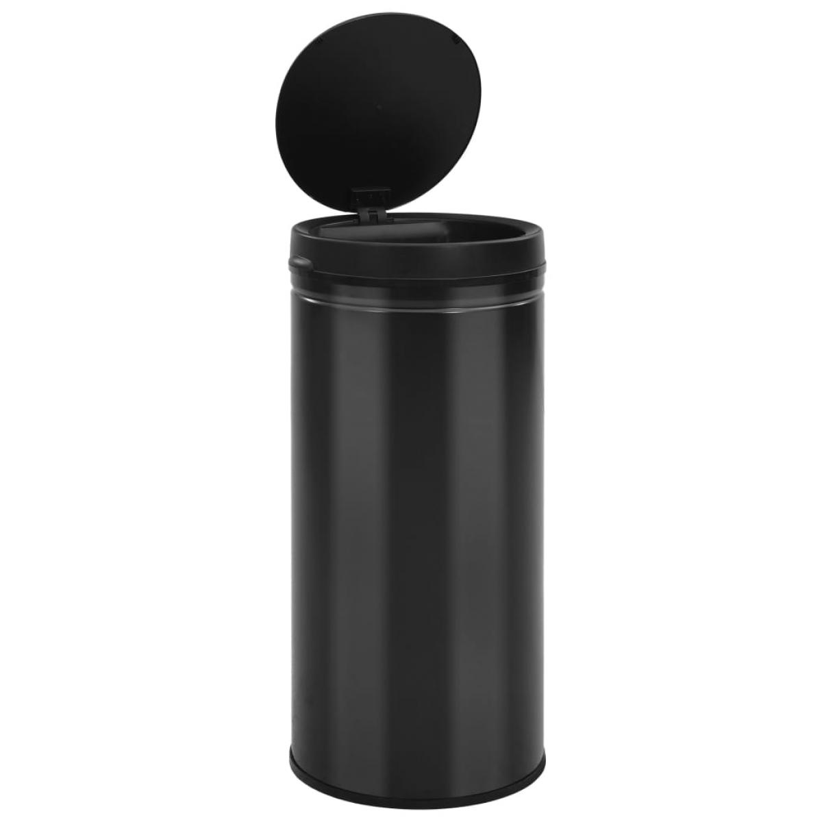 Cubo de basura con sensor automático 80L acero al carbono negro
