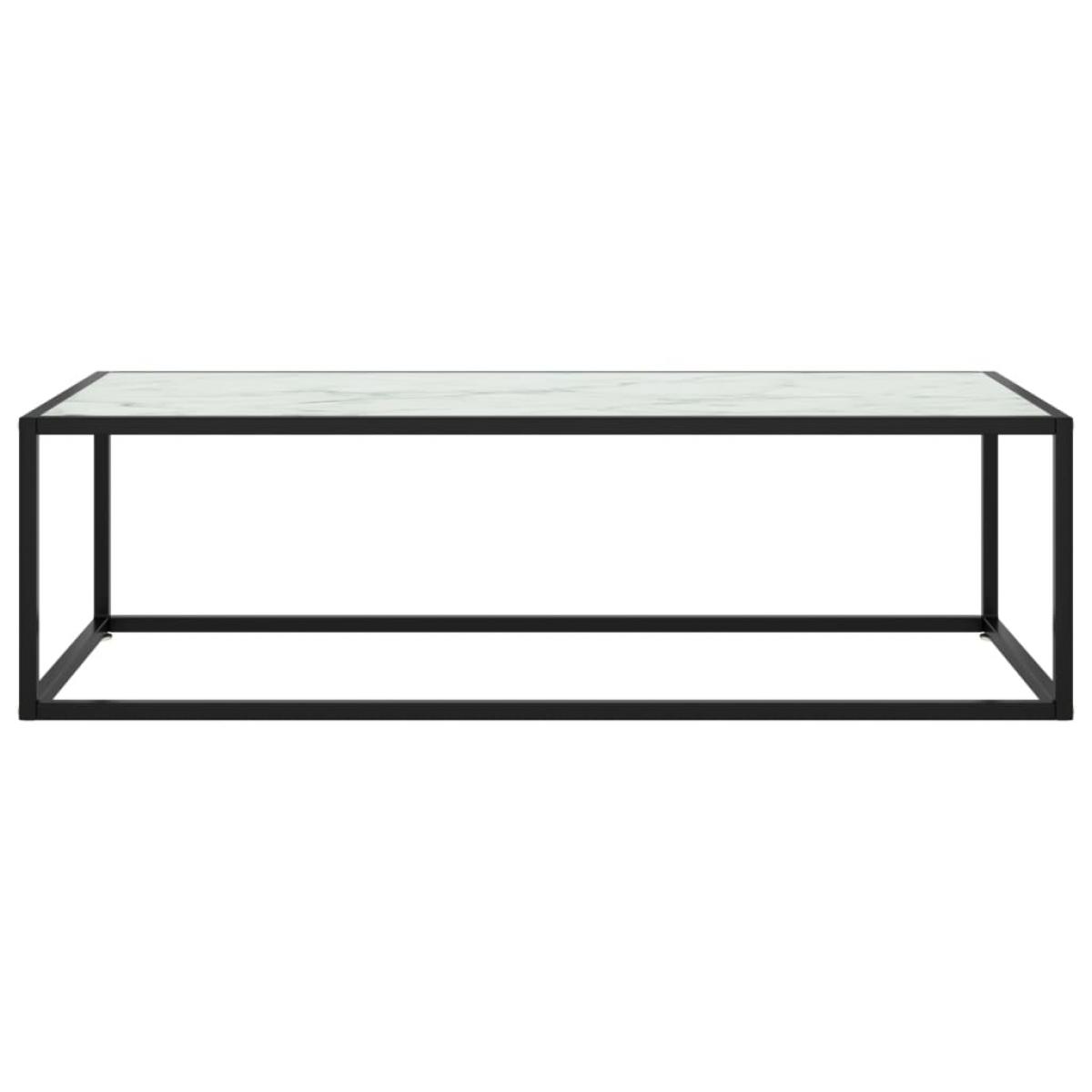 Mesa de centro negra con vidrio de mármol blanco 120x50x35 cm