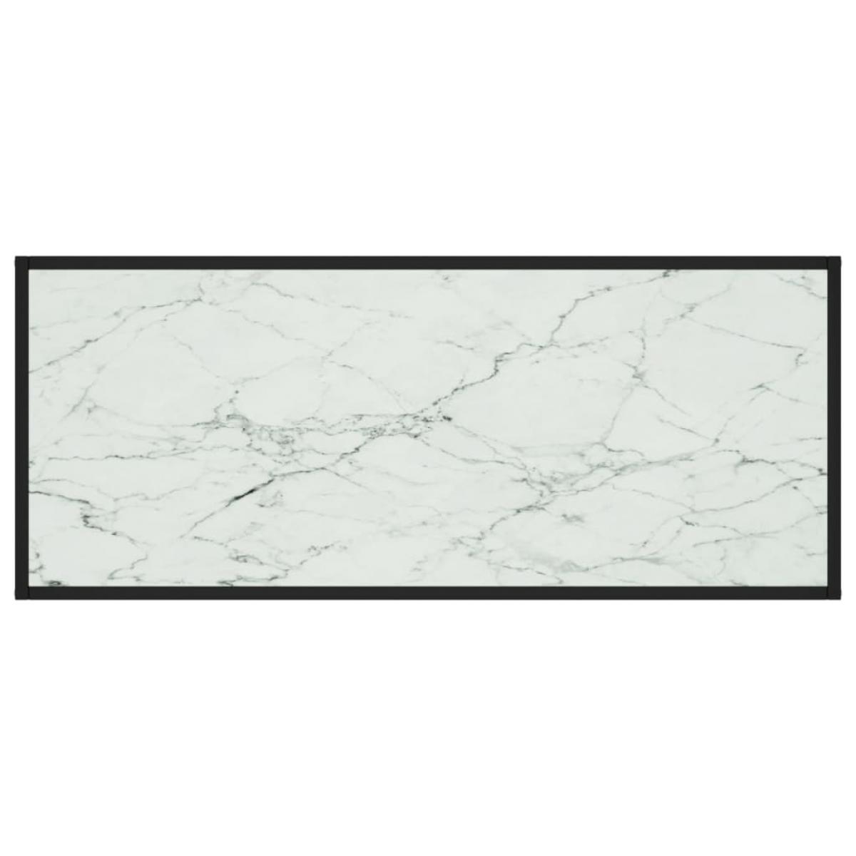 Mesa de centro negra con vidrio de mármol blanco 120x50x35 cm