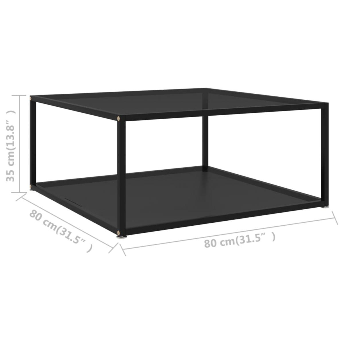 Mesa de centro vidrio templado negro 60x60x35 cm