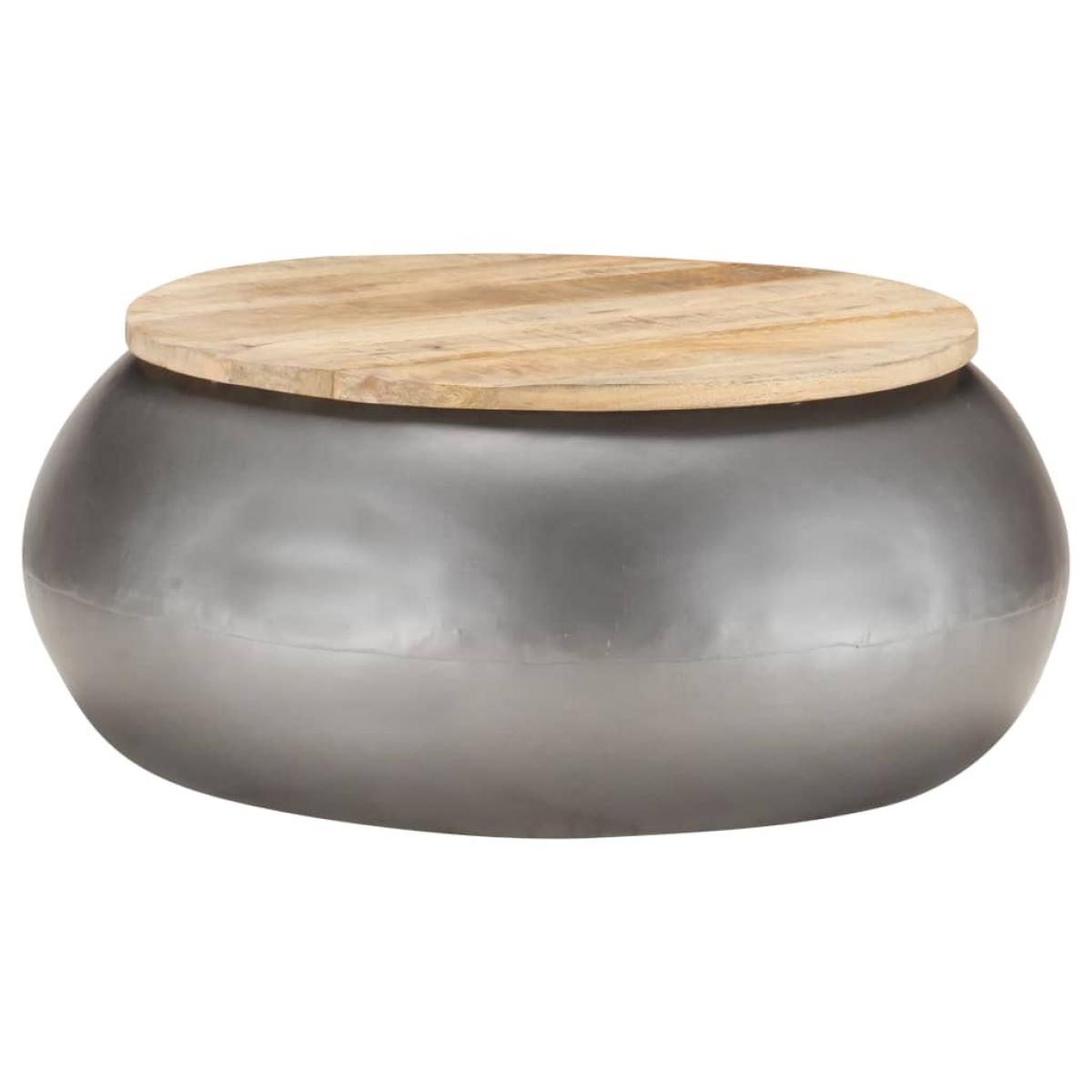 Mesa de centro de madera maciza de mango gris 68x68x30 cm